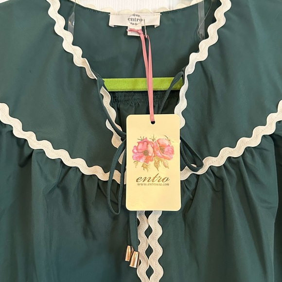 Entro Hunter Green Ric Rac Top - L & NWT - Picture 8 of 9